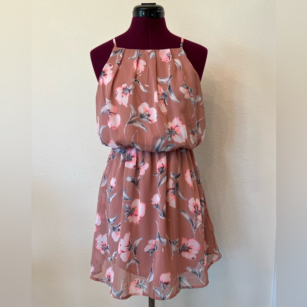 Papaya floral chiffon dress